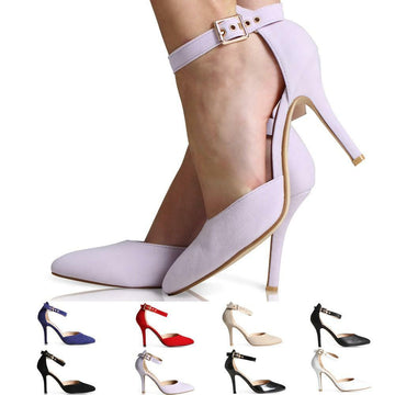 Womens Stiletto Heel Sandals Ladies Pointed Toe Ankle Strap Party Pumps Shoes UK