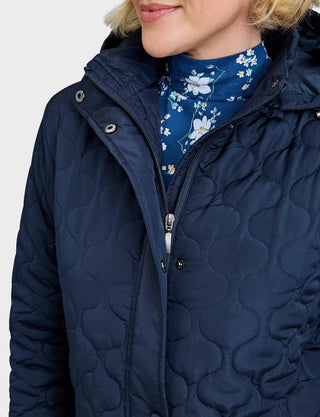 Ladies Quilted Water-Resistant Jacket with Detachable Hood Adjustable Cuffs &