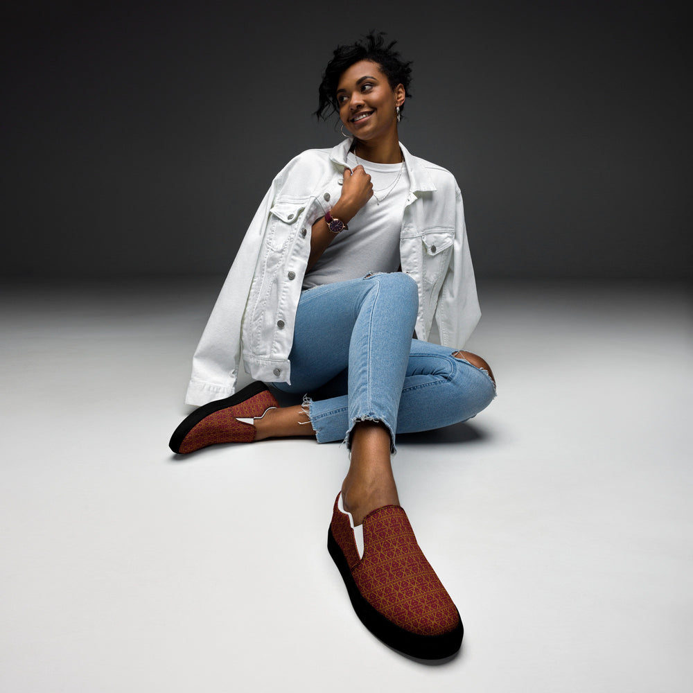 Burgundy Women's Slip on shoes-0