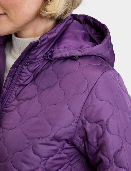 Ladies Quilted Water-Resistant Jacket with Detachable Hood Adjustable Cuffs &