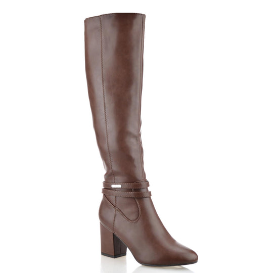 Ladies Womens Knee High Block Heel Zip Up Winter Riding Biker Boots Shoes Size