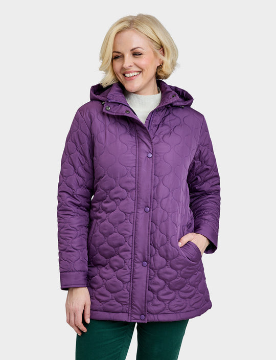 Ladies Quilted Water-Resistant Jacket with Detachable Hood Adjustable Cuffs &