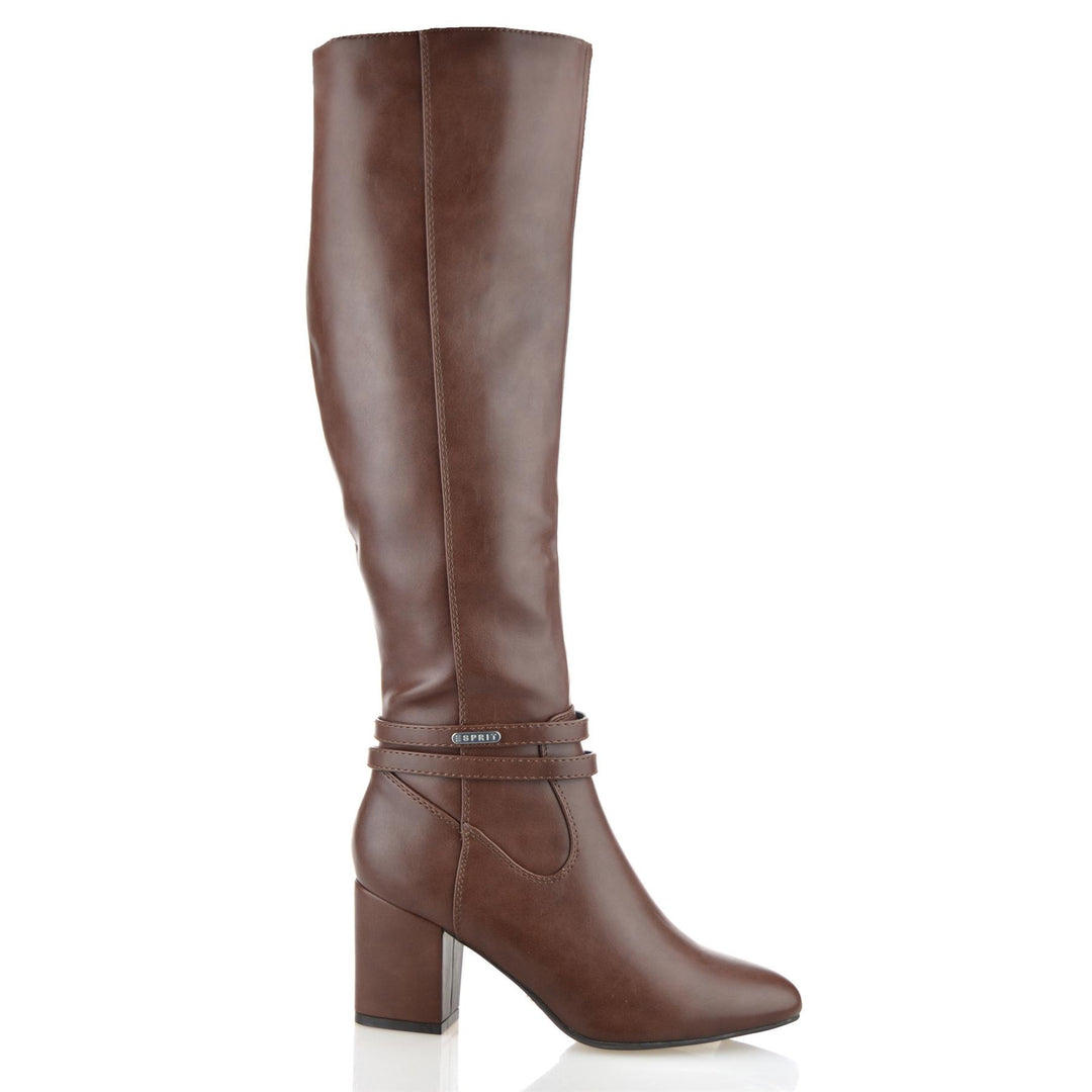 Ladies Womens Knee High Block Heel Zip Up Winter Riding Biker Boots Shoes Size