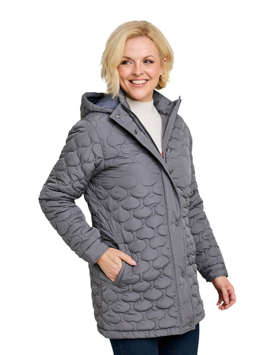 Ladies Quilted Water-Resistant Jacket with Detachable Hood Adjustable Cuffs &