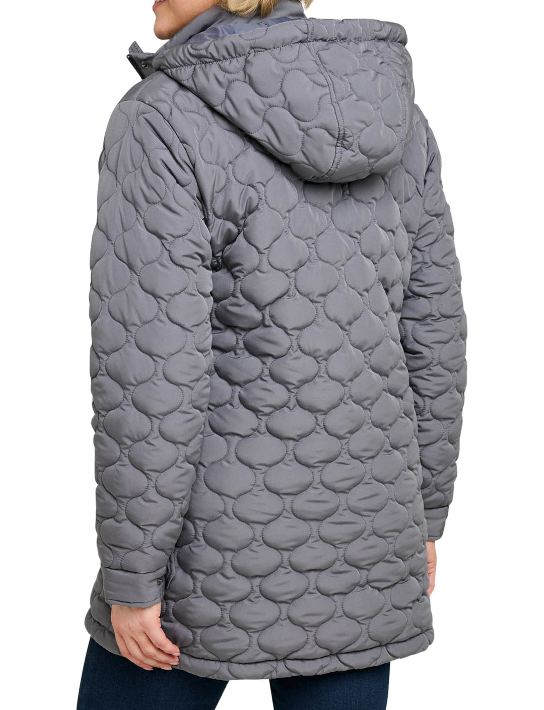 Ladies Quilted Water-Resistant Jacket with Detachable Hood Adjustable Cuffs &