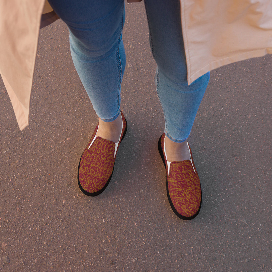 Burgundy Women's Slip on shoes-2